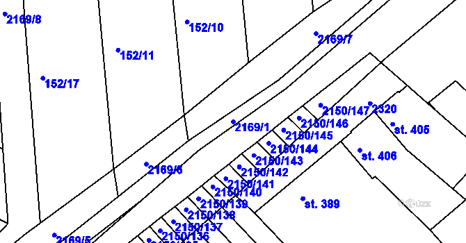 Parcela st. 2169/1 v KÚ Žeravice u Kyjova, Katastrální mapa