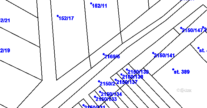 Parcela st. 2169/6 v KÚ Žeravice u Kyjova, Katastrální mapa