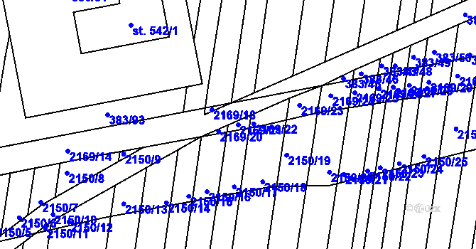 Parcela st. 2169/21 v KÚ Žeravice u Kyjova, Katastrální mapa