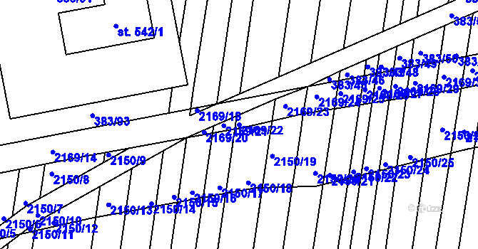 Parcela st. 2169/22 v KÚ Žeravice u Kyjova, Katastrální mapa