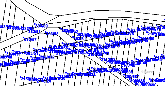 Parcela st. 2169/40 v KÚ Žeravice u Kyjova, Katastrální mapa
