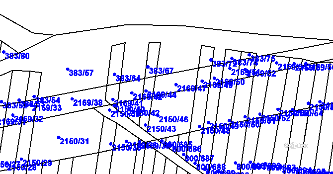 Parcela st. 2169/46 v KÚ Žeravice u Kyjova, Katastrální mapa