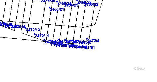 Parcela st. 2472/5 v KÚ Žeravice u Kyjova, Katastrální mapa