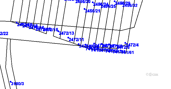Parcela st. 2472/9 v KÚ Žeravice u Kyjova, Katastrální mapa