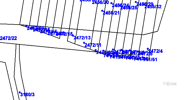 Parcela st. 2472/10 v KÚ Žeravice u Kyjova, Katastrální mapa