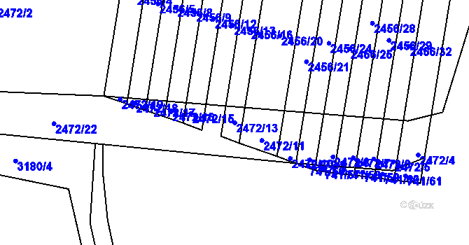 Parcela st. 2472/13 v KÚ Žeravice u Kyjova, Katastrální mapa