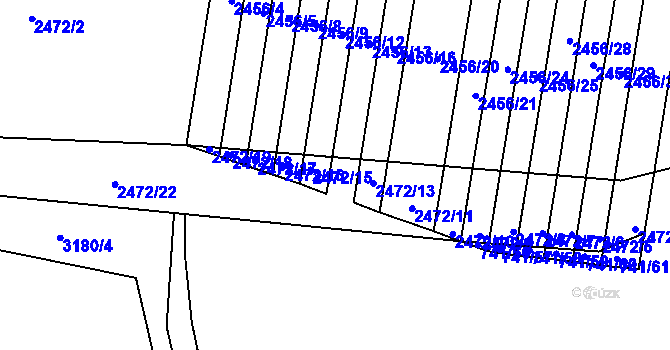 Parcela st. 2472/14 v KÚ Žeravice u Kyjova, Katastrální mapa