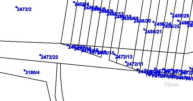 Parcela st. 2472/15 v KÚ Žeravice u Kyjova, Katastrální mapa