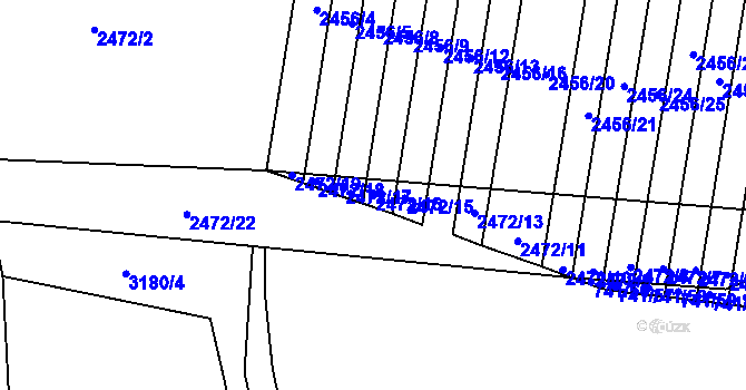 Parcela st. 2472/16 v KÚ Žeravice u Kyjova, Katastrální mapa