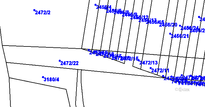 Parcela st. 2472/17 v KÚ Žeravice u Kyjova, Katastrální mapa