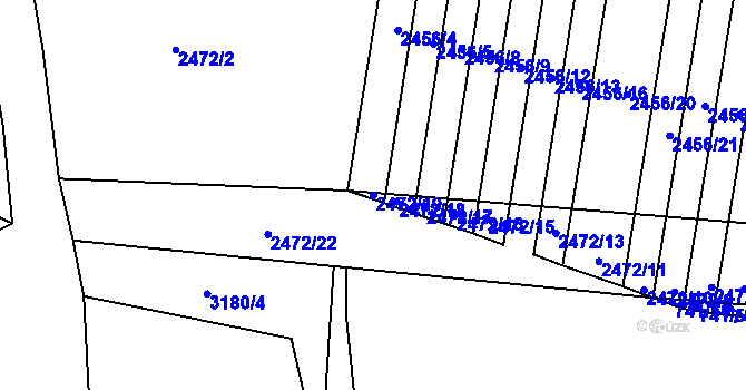 Parcela st. 2472/19 v KÚ Žeravice u Kyjova, Katastrální mapa