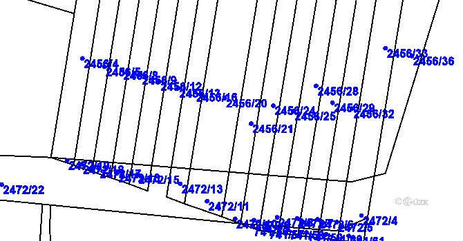 Parcela st. 2472/40 v KÚ Žeravice u Kyjova, Katastrální mapa