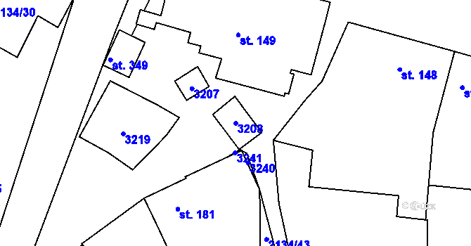 Parcela st. 3208 v KÚ Žeravice u Kyjova, Katastrální mapa