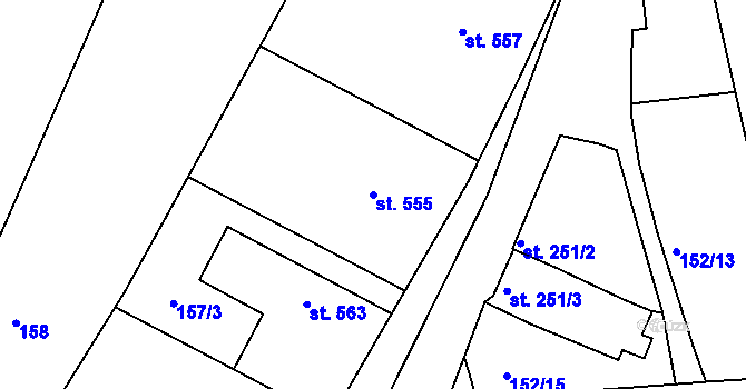 Parcela st. 555 v KÚ Žeravice u Kyjova, Katastrální mapa