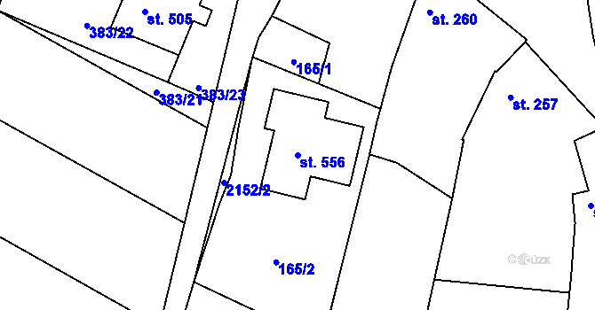 Parcela st. 556 v KÚ Žeravice u Kyjova, Katastrální mapa