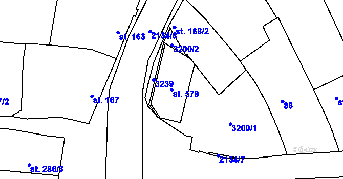 Parcela st. 579 v KÚ Žeravice u Kyjova, Katastrální mapa