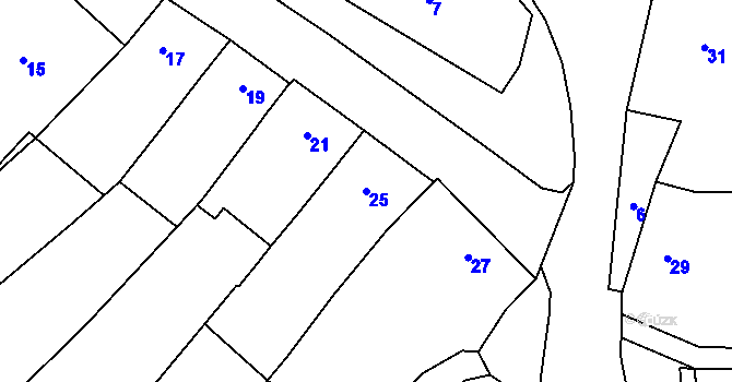Parcela st. 25 v KÚ Žeravice, Katastrální mapa