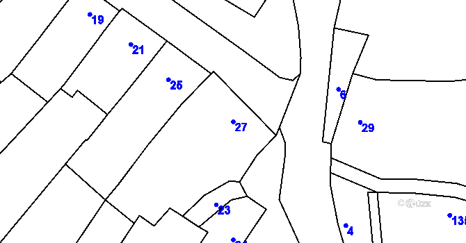 Parcela st. 27 v KÚ Žeravice, Katastrální mapa