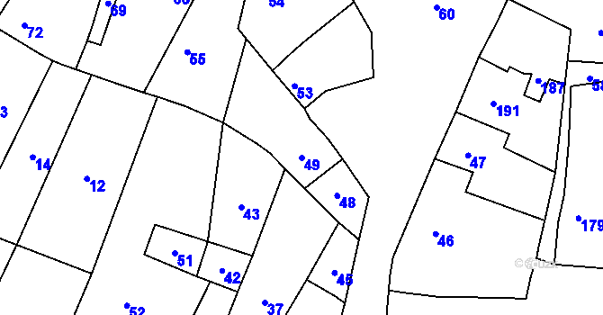 Parcela st. 49 v KÚ Žeravice, Katastrální mapa