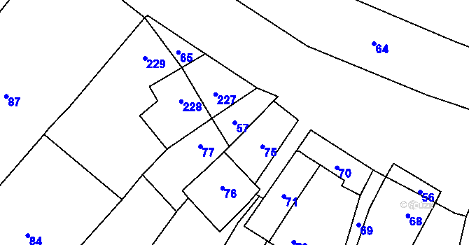 Parcela st. 57 v KÚ Žeravice, Katastrální mapa