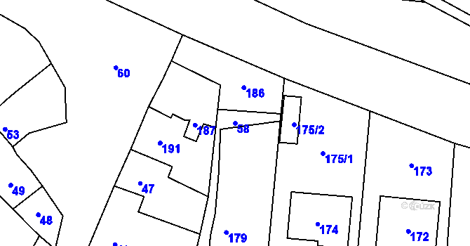 Parcela st. 58 v KÚ Žeravice, Katastrální mapa