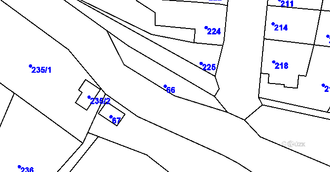 Parcela st. 66 v KÚ Žeravice, Katastrální mapa