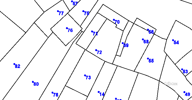 Parcela st. 72 v KÚ Žeravice, Katastrální mapa