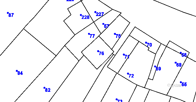 Parcela st. 76 v KÚ Žeravice, Katastrální mapa