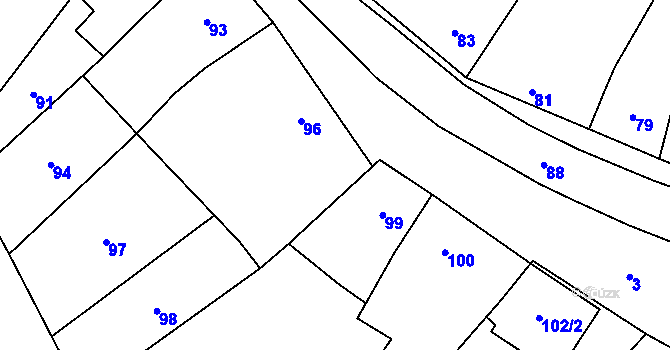 Parcela st. 96 v KÚ Žeravice, Katastrální mapa