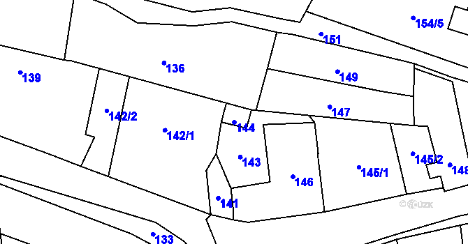 Parcela st. 144 v KÚ Žeravice, Katastrální mapa