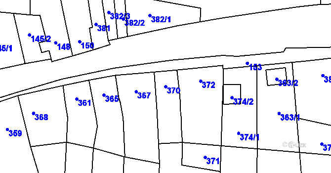 Parcela st. 370 v KÚ Žeravice, Katastrální mapa