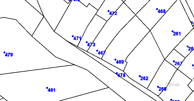Parcela st. 467 v KÚ Žeravice, Katastrální mapa
