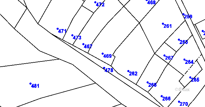 Parcela st. 469 v KÚ Žeravice, Katastrální mapa