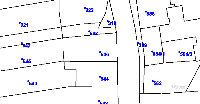 Parcela st. 546 v KÚ Žeravice, Katastrální mapa