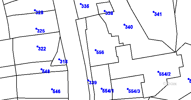 Parcela st. 556 v KÚ Žeravice, Katastrální mapa