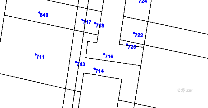 Parcela st. 716 v KÚ Žeravice, Katastrální mapa
