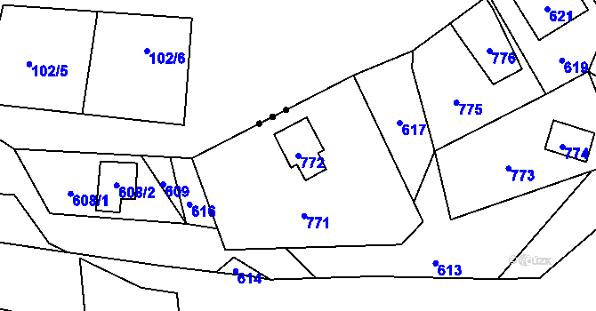 Parcela st. 772 v KÚ Žeravice, Katastrální mapa