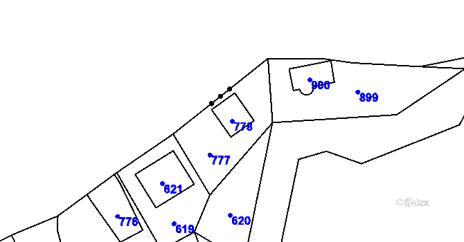 Parcela st. 778 v KÚ Žeravice, Katastrální mapa