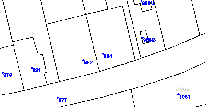 Parcela st. 984 v KÚ Žeravice, Katastrální mapa