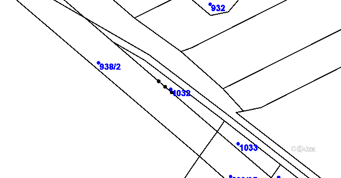 Parcela st. 1032 v KÚ Žeravice, Katastrální mapa