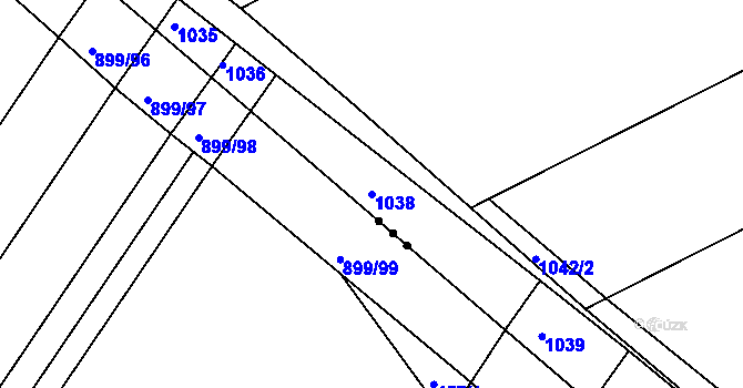 Parcela st. 1038 v KÚ Žeravice, Katastrální mapa