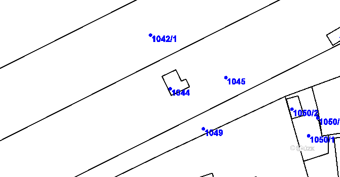 Parcela st. 1044 v KÚ Žeravice, Katastrální mapa