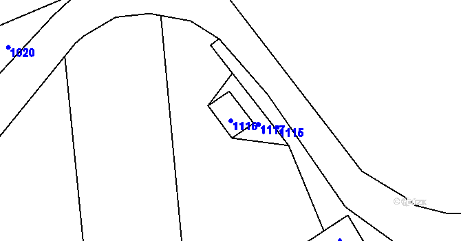 Parcela st. 1116 v KÚ Žeravice, Katastrální mapa