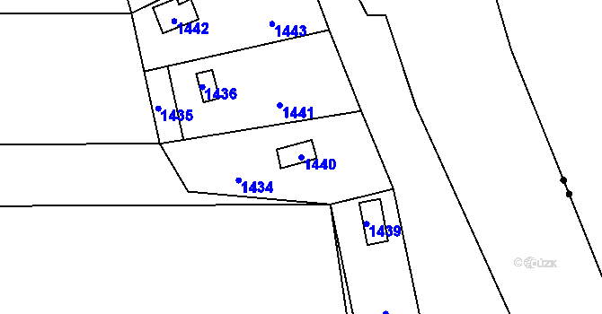 Parcela st. 1440 v KÚ Žeravice, Katastrální mapa