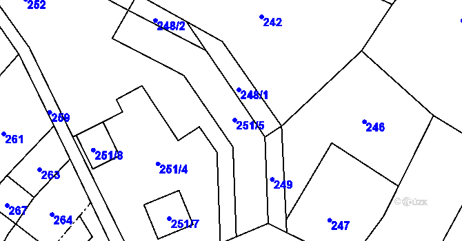 Parcela st. 251/5 v KÚ Žeravice, Katastrální mapa