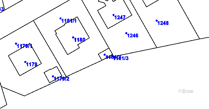 Parcela st. 1181/2 v KÚ Žeravice, Katastrální mapa