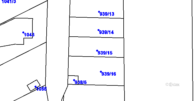 Parcela st. 939/15 v KÚ Žeravice, Katastrální mapa