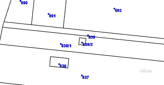 Parcela st. 838/2 v KÚ Žeravice, Katastrální mapa