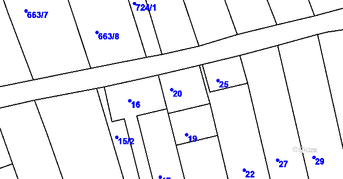 Parcela st. 20 v KÚ Žeraviny, Katastrální mapa