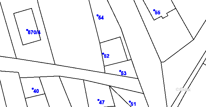 Parcela st. 52 v KÚ Žeraviny, Katastrální mapa